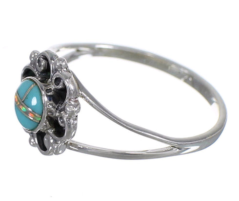 Authentic Sterling Silver Southwestern Turquoise Opal Ring Size 6-1/2 QX84569